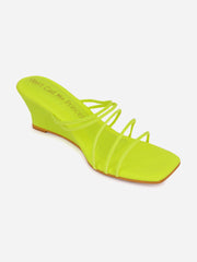 BRITNEY(NEON GREEN )  Solid Neon Green Kitten Heeled Sandals