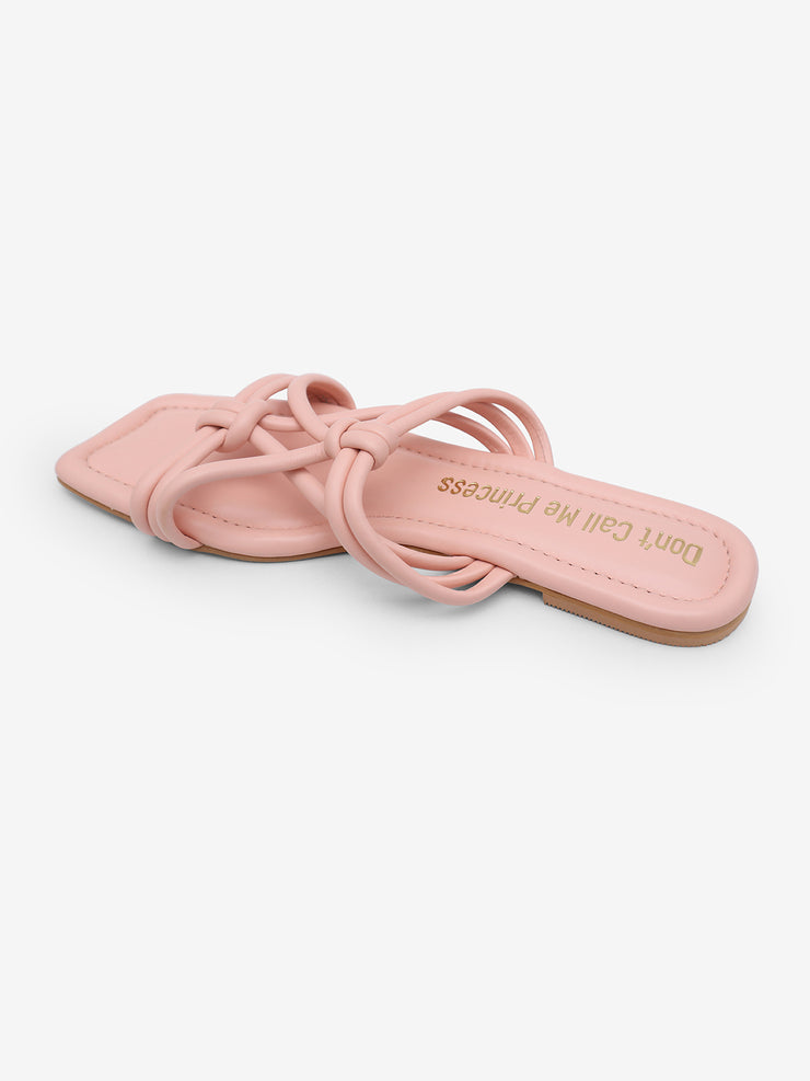 Diana Straps Knot Blush Pink Open Toe Flats