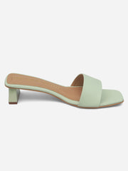 pista green mint green heels with a strap mule heels