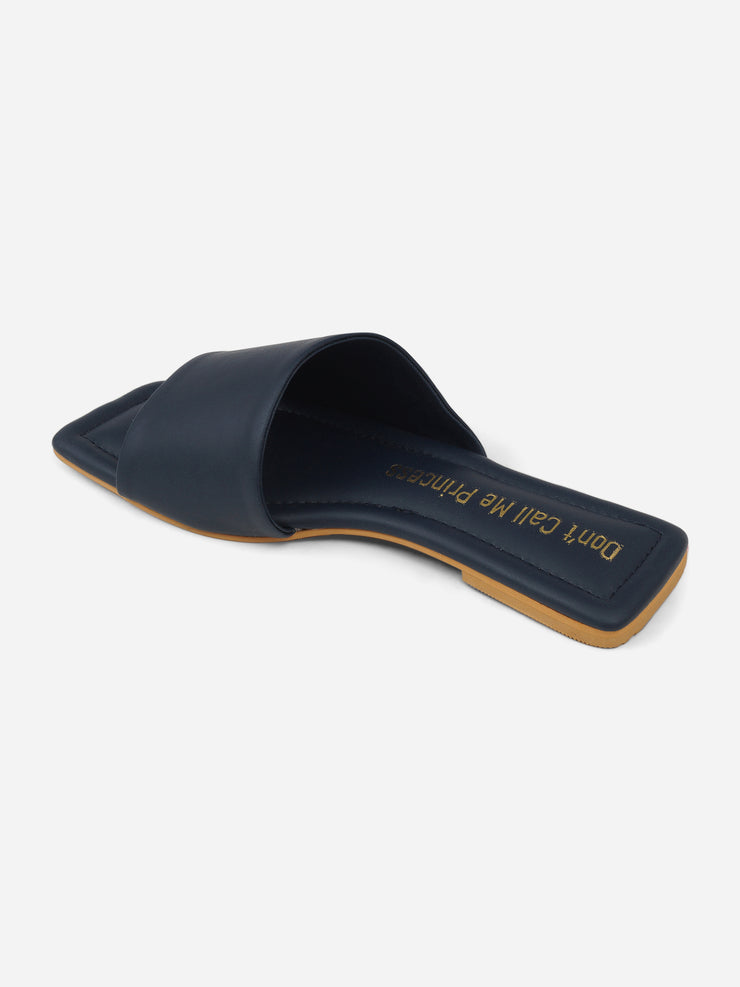 Solid Navy Blue Slides - Doja