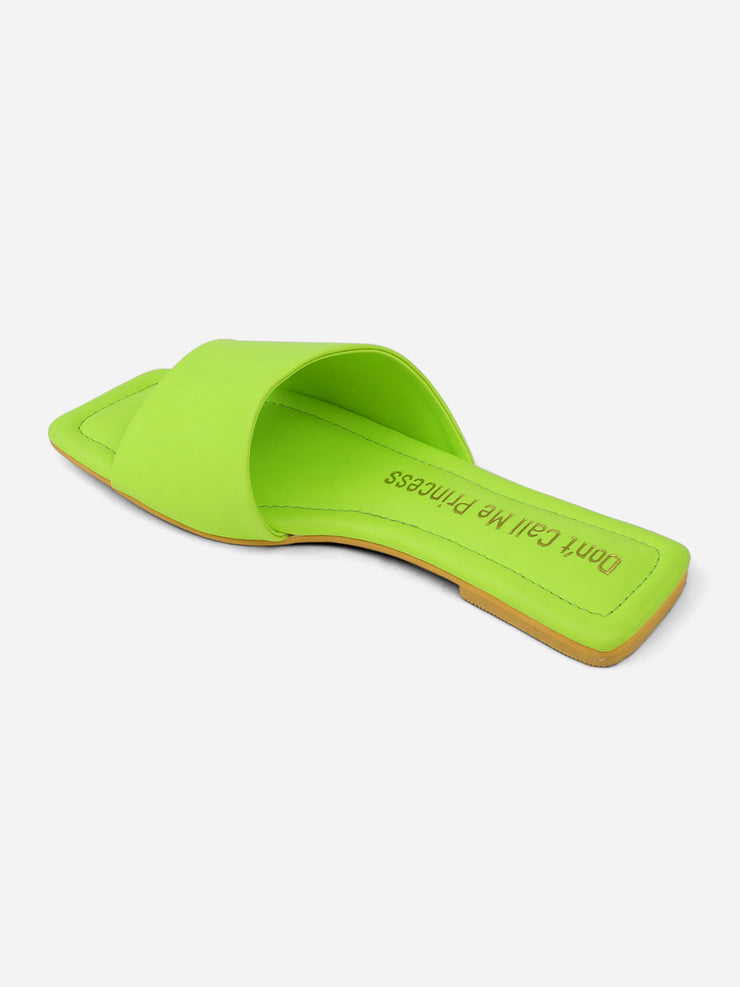 Solid Neon Green Slides - Doja