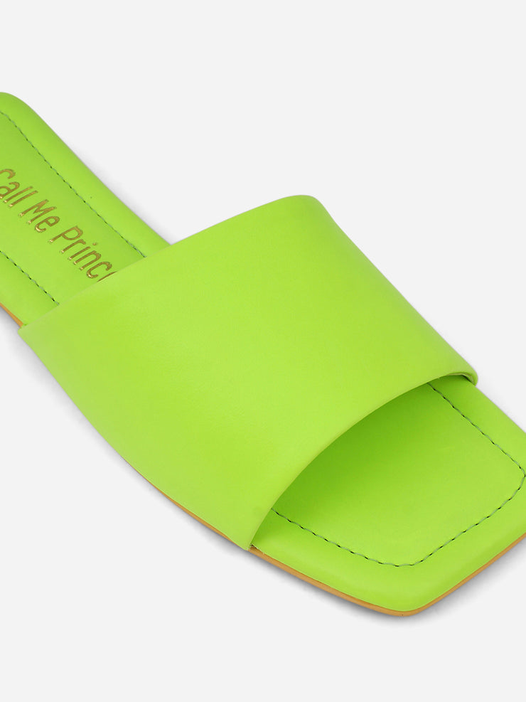 Solid Neon Green Slides - Doja