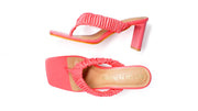 Pink Scrunchie T strap Chunky Heels - Freddie